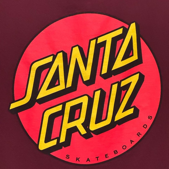 Santa Cruz T Shirt Men's XL Skateboards Burgundy Dot Logo Cotton Crew Tee - Picture 7 of 7